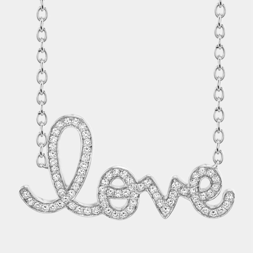 $9,500 SYDNEY EVAN DIAMOND LOVE NECKLACE 14K White Gold
